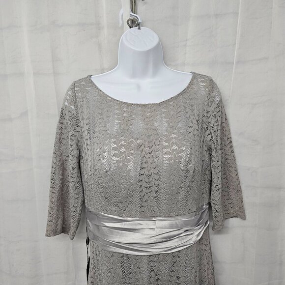 NWT Ever Pretty Dress Floral Lace Gray Satin Maxi Whimsigoth  12 - Picture 2 of 15